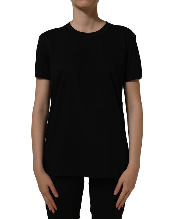 Dolce & Gabbana Dark Gray Cotton Crew Neck Short Sleeves T-shirt
