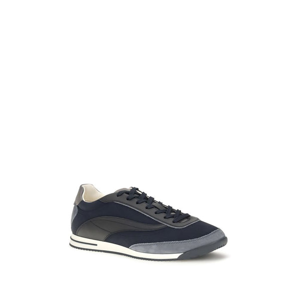 Brunello Cucinelli Blue Suede Leather Low Top Sneakers
