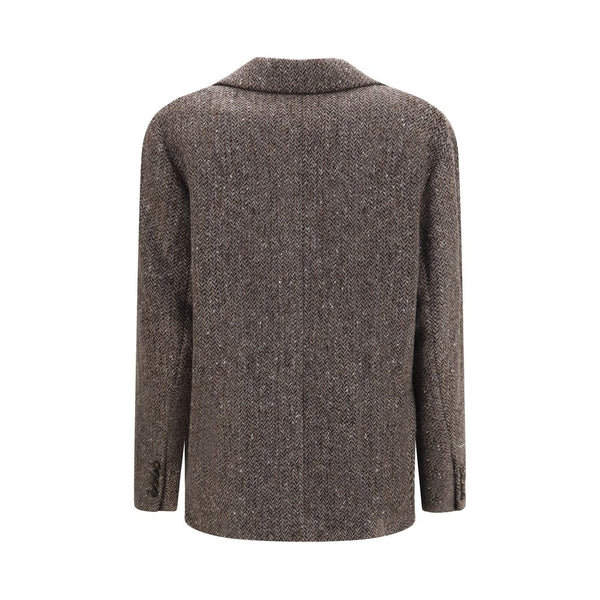 Brunello Cucinelli Brown Wool Oves Aries Biker Jacket
