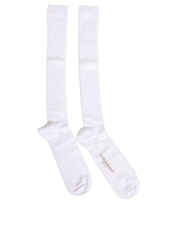 Dolce & Gabbana Men White Viscose Over The Calf Accessory Socks