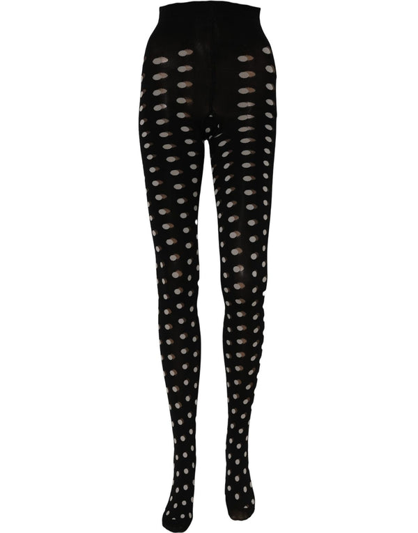 Dolce & Gabbana Black Polka Dot Fishnet Pantyhose Stockings Socks