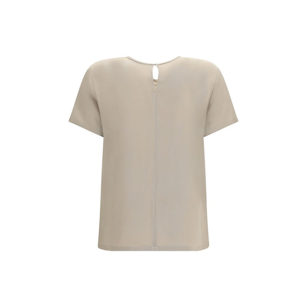 Max Mara Beige Silk T-Shirt