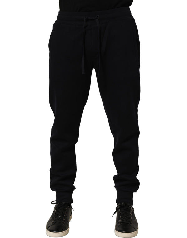 Dolce & Gabbana Blue Cotton Drawstring Jogger Trouser Pants