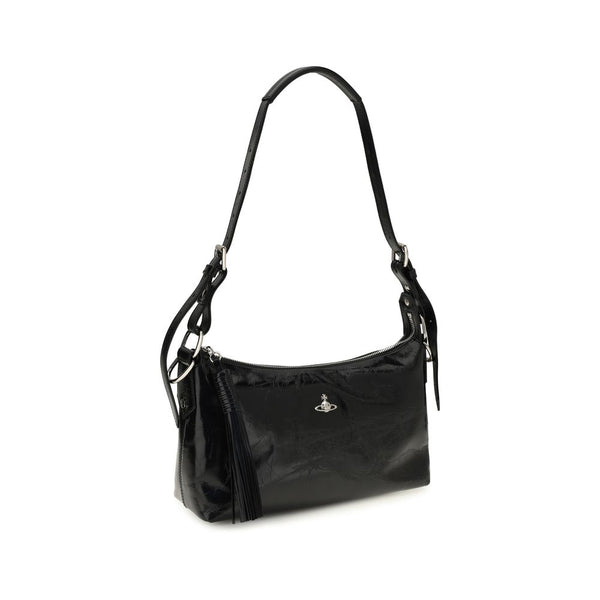 Vivienne Westwood Black Calf Leather Bos Taurus Shoulder Bag