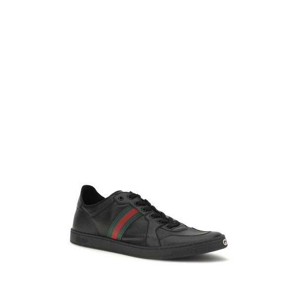 Gucci Black Calf Leather Bos Taurus Low Top Sneakers