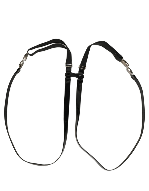 Dolce & Gabbana Black Adjustable Silver Metal Clips Suspenders