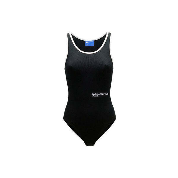 Karl Lagerfeld Black Cotton Bodysuit