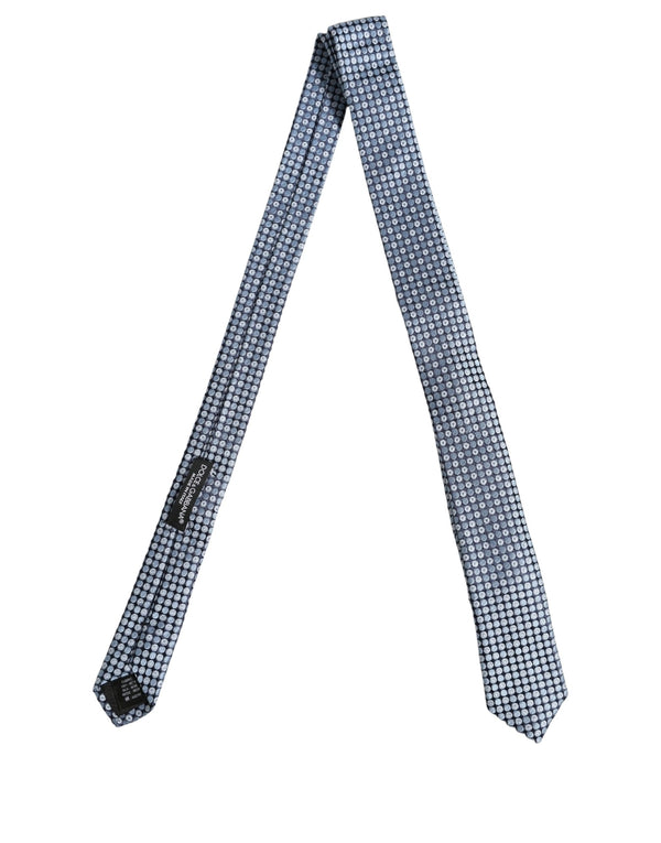 Dolce & Gabbana Blue Circle Pattern Silk Adjustable Necktie Accessory Tie