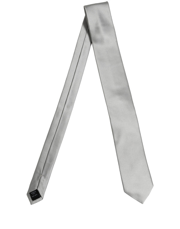Dolce & Gabbana Gray Satin 100% Silk Adjustable Tied Men Necktie Tie