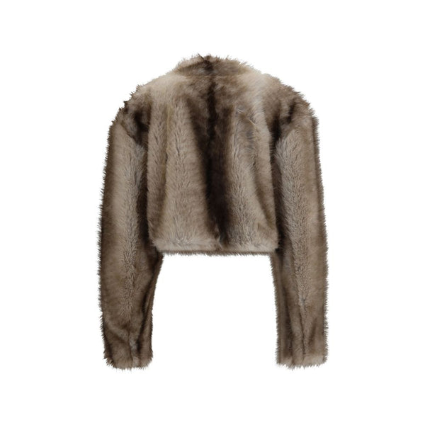 Max Mara Gray Polyester Full-Length Jacket