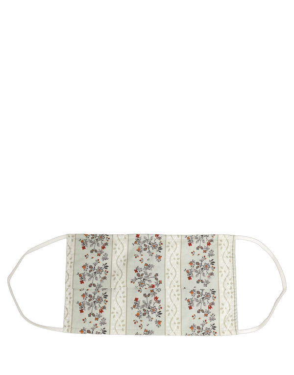 Dolce & Gabbana White Floral Cotton Pleated Elastic Ear Strap Face Mask