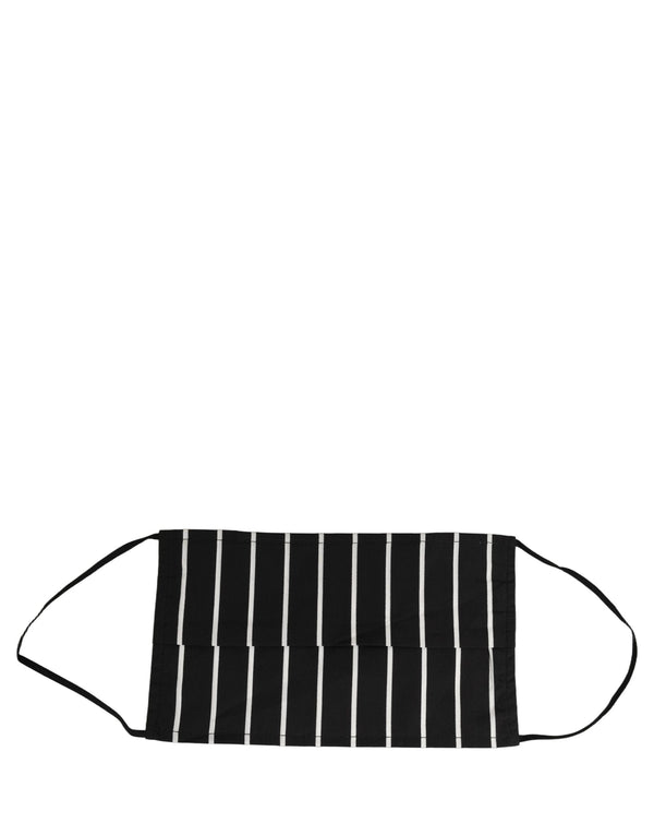 Dolce & Gabbana Black White Pinstripe Pleated Elastic Ear Strap Face Mask
