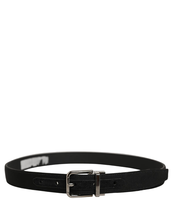 Dolce & Gabbana Black Classic Leather Silver Tone Buckle Belt