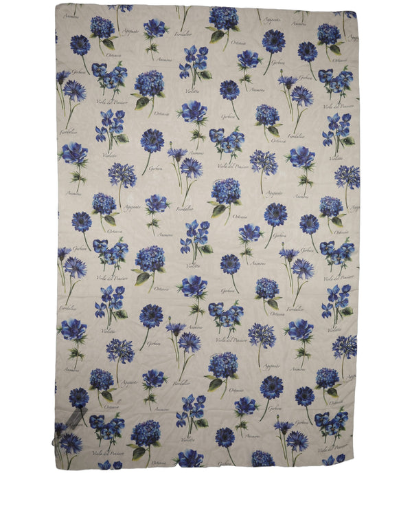 Dolce & Gabbana White Silk Floral Chiffon Long Stole Scarf