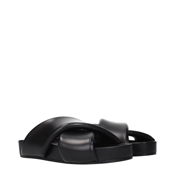 Jil Sander Black Leather Slippers