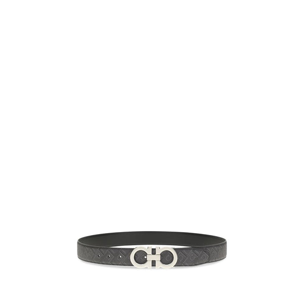 Ferragamo Black Calf Leather Bos Taurus Regular Belt
