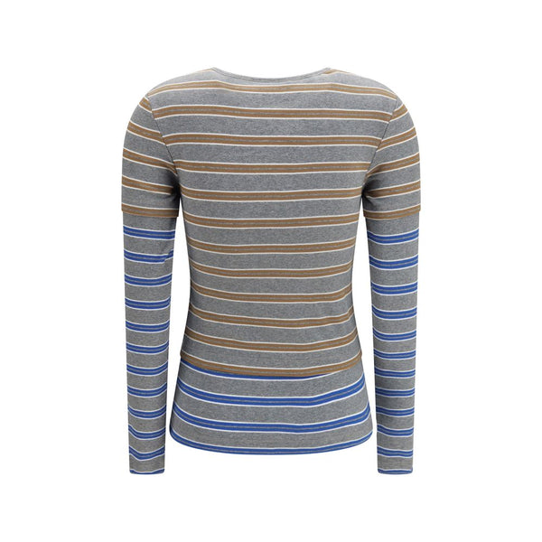 Ganni Gray Cotton Long Sleeve T-Shirt