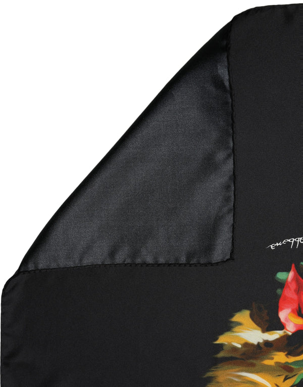 Dolce & Gabbana Black Tropical Sunset Square Foulard Scarf