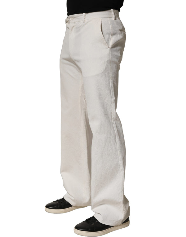 Dolce & Gabbana White Cotton StraightLeg Casual Trouser Pants