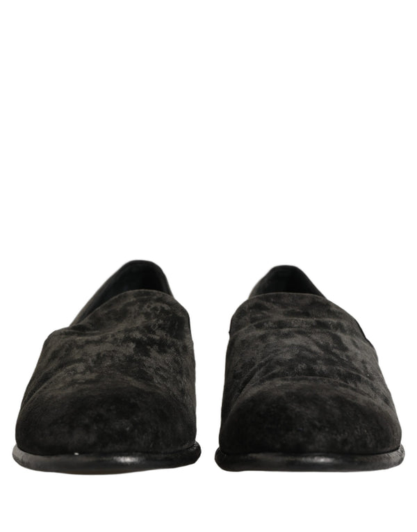 Dolce & Gabbana Black Suede Slip On Men Slippers Loafers Shoes