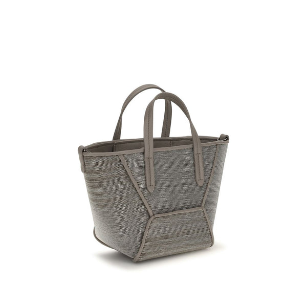 Brunello Cucinelli Gray Calf Leather Bos Taurus Handbag