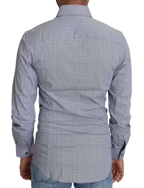 Dolce & Gabbana Gray Dotted Semi Fitted Formal SICILIA Shirt
