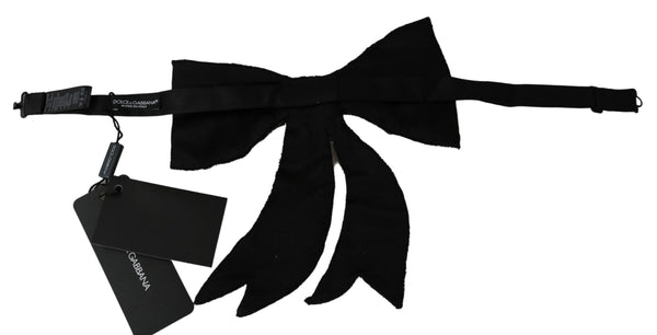 Dolce & Gabbana Silver Tone 100% Silk Crystal Embellished Women Bowtie