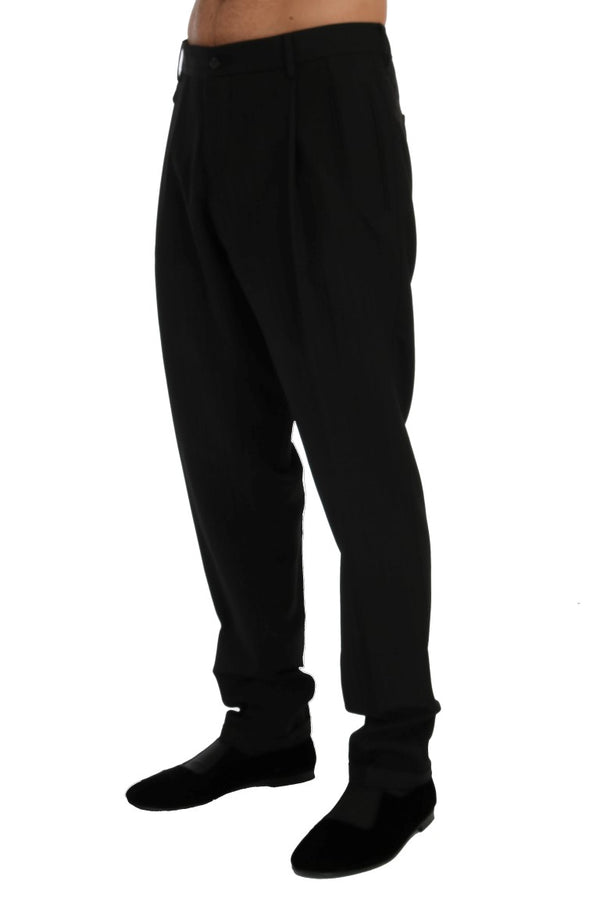 Dolce & Gabbana Black Striped Wool Stretch Pants