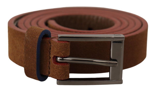 Dolce & Gabbana Brown Logo Engraved Metal Waist Buckle Belt