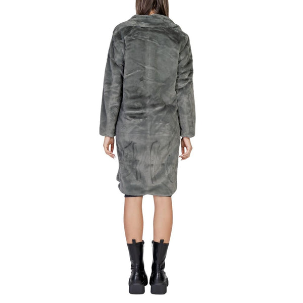 ICHI Black Polyester Coat