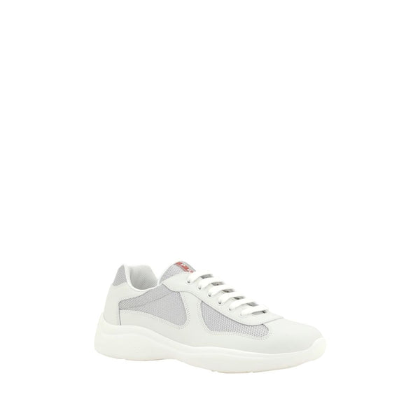 Prada White Calf Leather Bos Taurus Athletic Sneakers