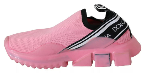 Dolce & Gabbana Pink Low Top Sorrento Sneakers Slip On Casual Shoes