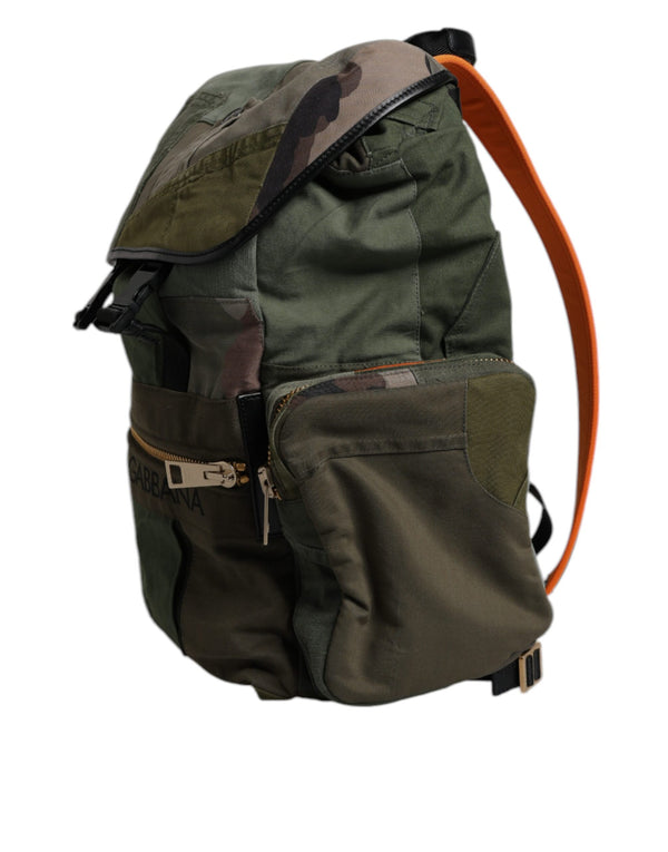 Dolce & Gabbana Military Green Patchwork Travel Backpack Bag