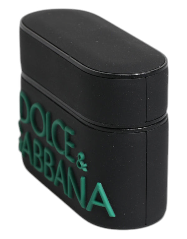 Dolce & Gabbana Black Orange Silicone Embossed Logo Airpods Case
