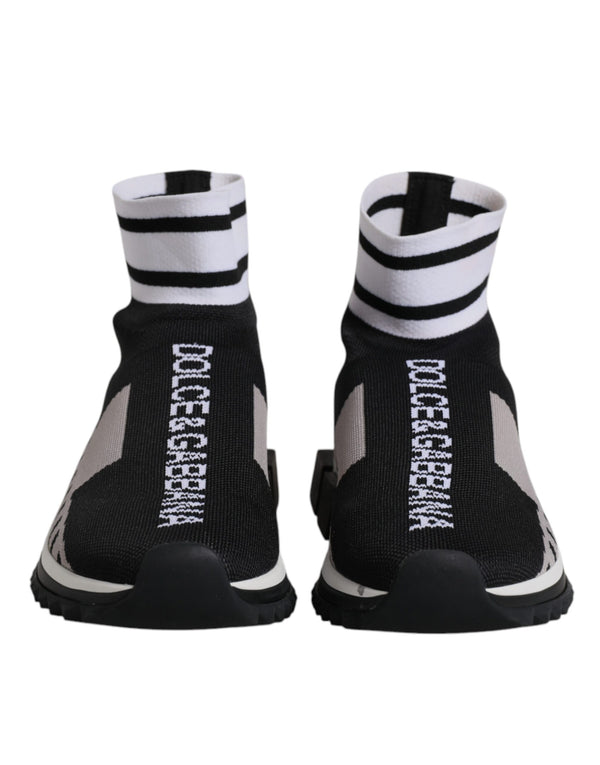 Dolce & Gabbana Black Gray Sorrento Socks Women Sneakers Shoes