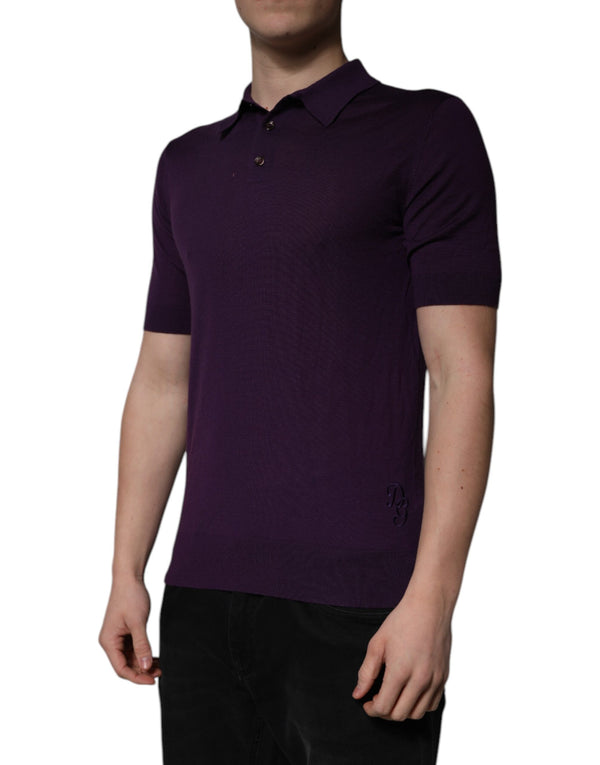Dolce & Gabbana Violet Cashmere Collared Polo T-shirt
