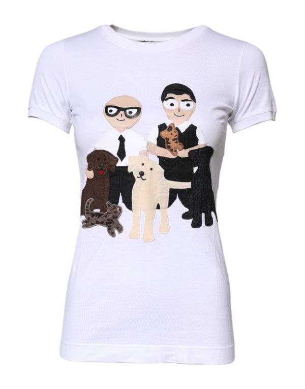 Dolce & Gabbana White Cotton #DGFAMILY Embroidery T-shirt