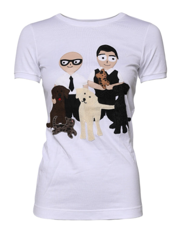 Dolce & Gabbana White #DGFAMILY Embroidery Cotton T-shirt