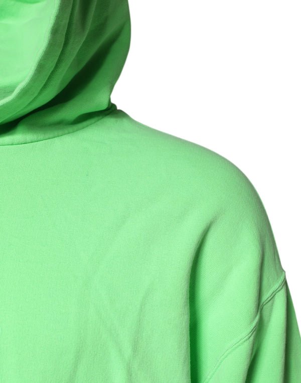 Dolce & Gabbana Green Cotton DG Logo Print Hooded Sweater