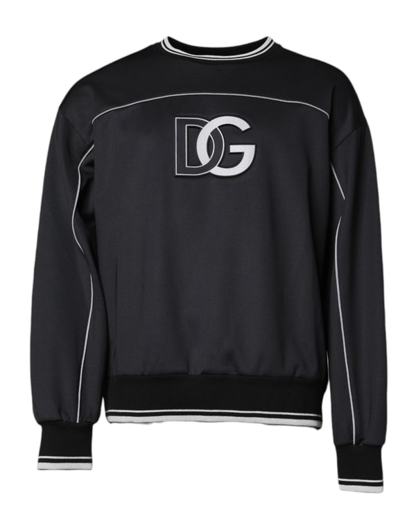 Dolce & Gabbana Black Logo Polyester Crew Neck Men Pullover Sweater