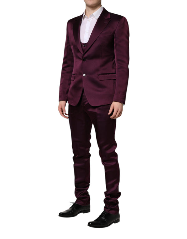 Dolce & Gabbana Dark Purple Silk 3Piece Single Breasted Suit
