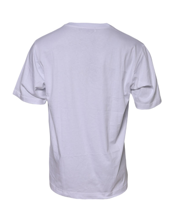 Dolce & Gabbana White Cotton Logo Print Crew Neck T-shirt