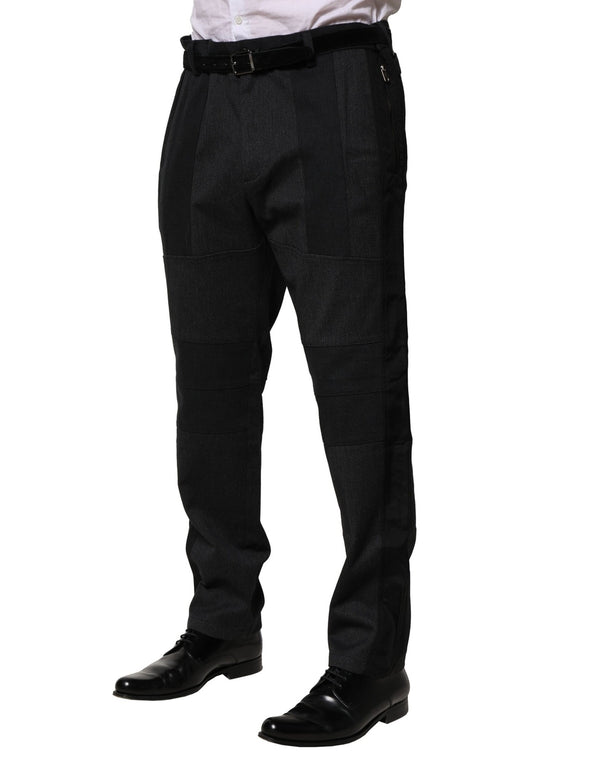 Dolce & Gabbana Black Cotton Dress Slim Formal Pants