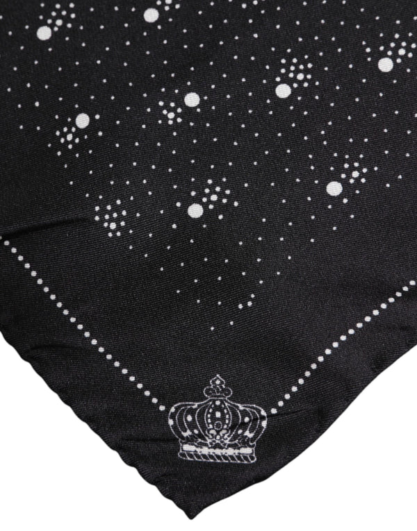 Dolce & Gabbana Black White Printed Square Men Foulard Scarf