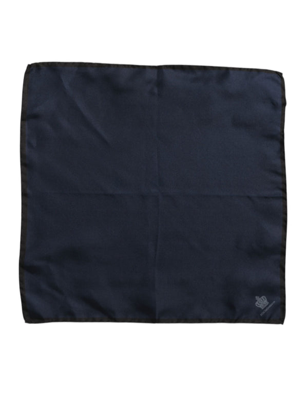 Dolce & Gabbana Blue DG Crown Silk Square Men Foulard Scarf