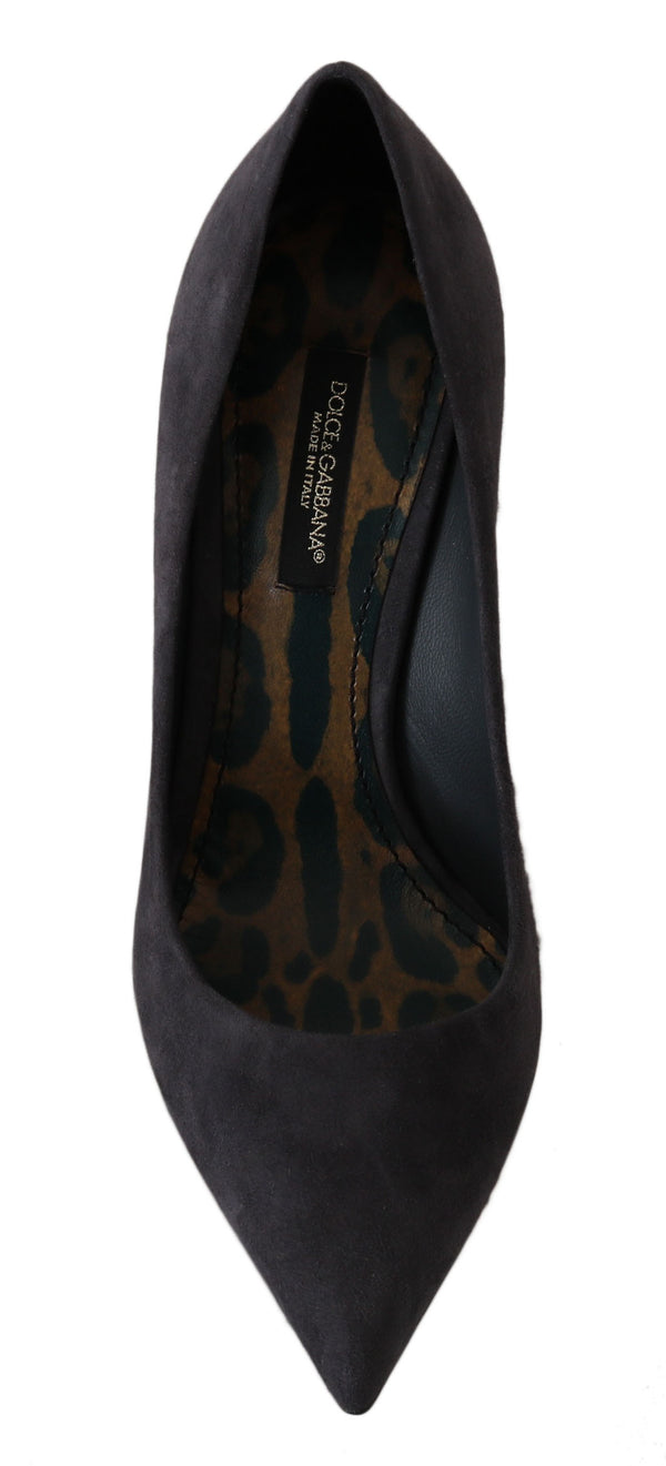 Dolce & Gabbana Gray Suede Leather Stiletto Shoes Heels