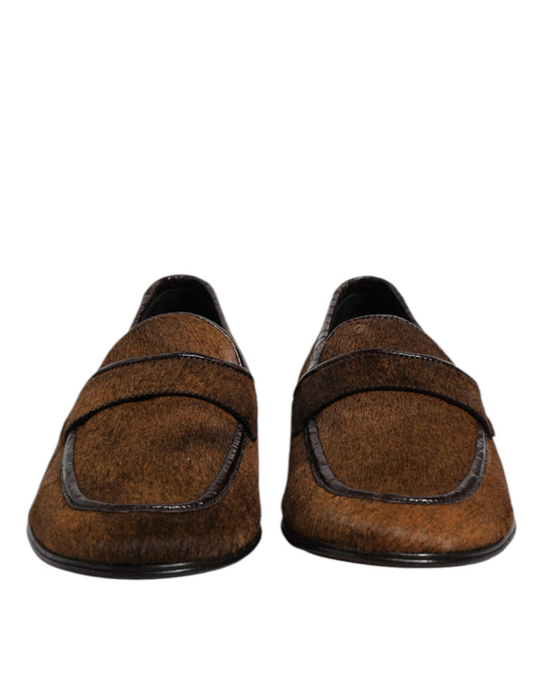 Dolce & Gabbana Brown Loafers Leather Slip On Men Dress Shoes