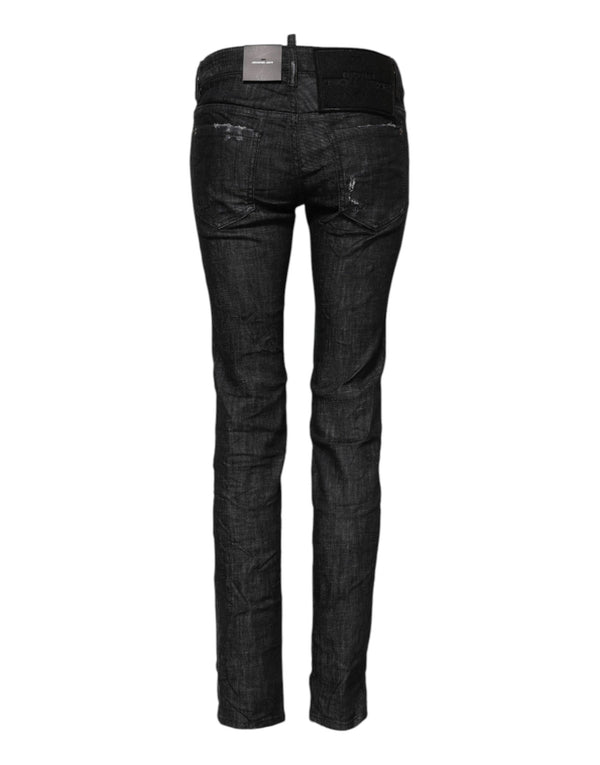 Dsquared² Black Cotton Low Waist Skinny Denim Jeans