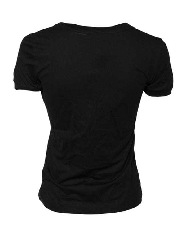 Dolce & Gabbana Black Cotton Short Sleeves Round Neck T-shirt