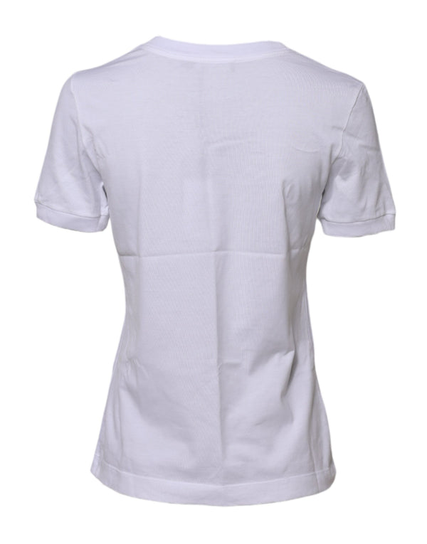 Dolce & Gabbana White Cotton Round Neck Short Sleeves T-shirt